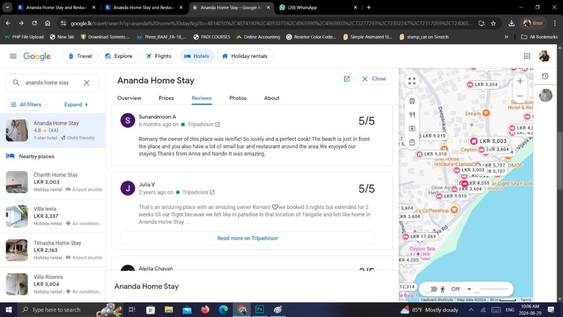 Ananda Home Stay And Restaurant Тангале Екстериор снимка